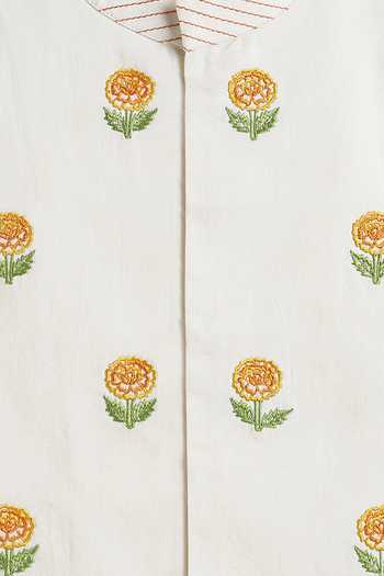 Buy Tiber Taber Cream Cotton Embroidery Bundi Buy_Tiber Taber_Cream Cotton Embroidery Bundi