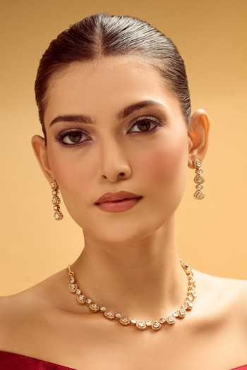 Nazaakat By Samara Singh Gold & White Stone Necklace Set 