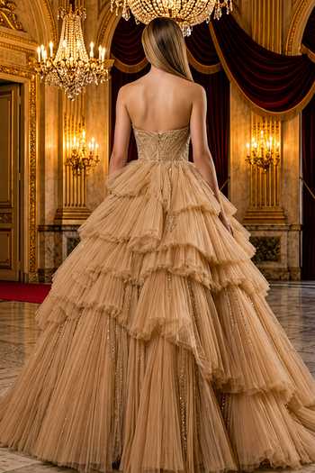 Amit GT Crystal Embroidered Layered Gown 