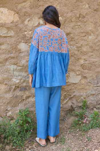 Ayaka Hand Embroidered Yoke Top With Pant 