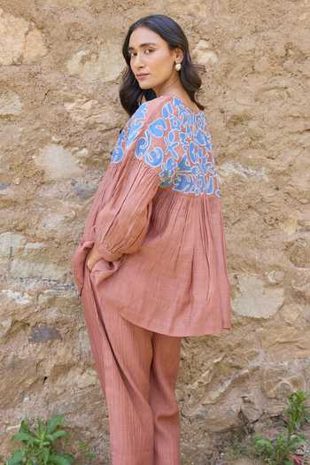 Ayaka Contrast Yoke Top Pant Set 