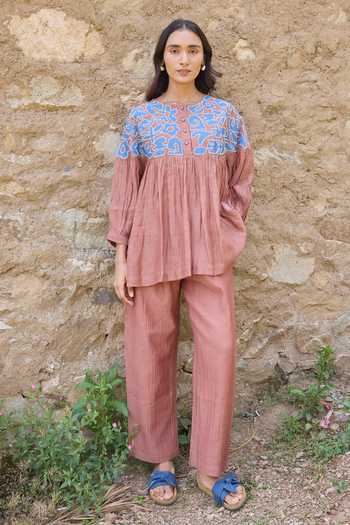 Ayaka Contrast Yoke Top Pant Set 