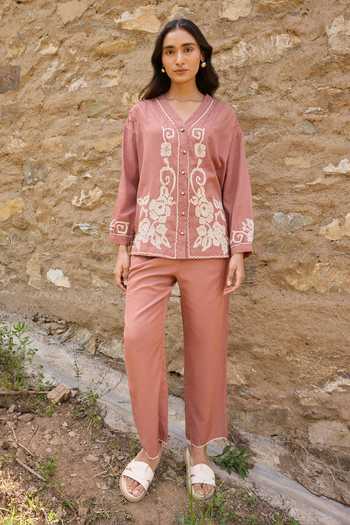 Ayaka Hand Embroidered Top With Pant 