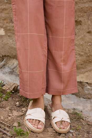 Shop_Ayaka_Brown Cotton Collared Neck Hand Embroidered Shirt With Pant 