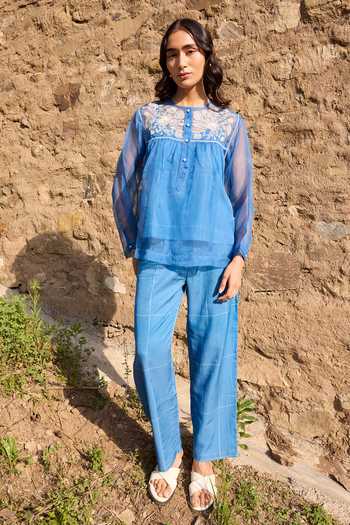Ayaka Contrast Yoke Top Pant Set 