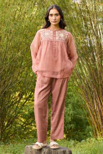 Ayaka Hand Embroidered Top Pant Set 