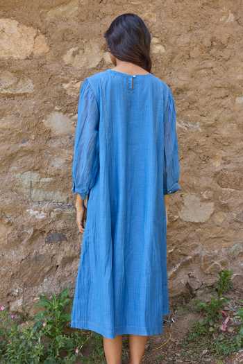 Ayaka Hand Embroidered Panel Mul Chanderi Dress 