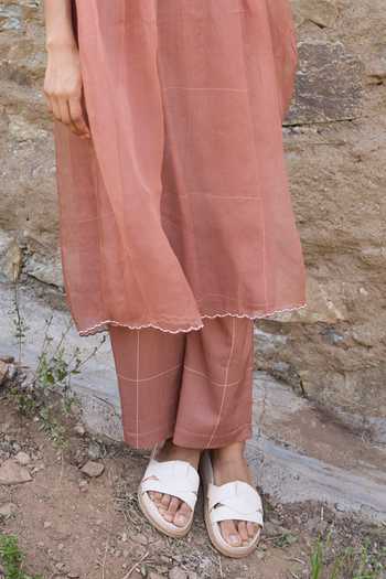 Shop_Ayaka_Brown Cotton Round Neck Hand Embroidered Straight Kurta Set _Online_at_Aza_Fashions
