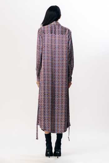 Shop AK-OK Multi Color Silk Collared Neck Printed Shirt Dress at Aza Fashions Shop_AK-OK_Multi Color Silk Collared Neck Printed Shirt Dress _at_Aza_Fashions