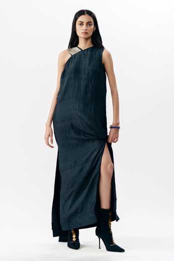 Buy AK-OK Black Silk One Shoulder Dress Online at Aza Fashions Buy_AK-OK_Black Silk One Shoulder Dress _Online_at_Aza_Fashions