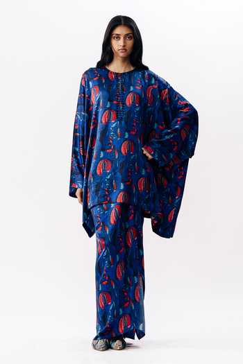 Buy AK-OK Multi Color Silk Round Neck Floral Print Boxy Kurta Online at Aza Fashions Buy_AK-OK_Multi Color Silk Round Neck Floral Print Boxy Kurta _Online_at_Aza_Fashions