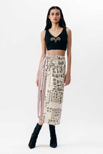 AK-OK Multi Color Satin Printed Wrap Skirt Online at Aza Fashions AK-OK_Multi Color Satin Printed Wrap Skirt _Online_at_Aza_Fashions