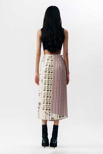 Shop AK-OK Multi Color Satin Printed Wrap Skirt at Aza Fashions Shop_AK-OK_Multi Color Satin Printed Wrap Skirt _at_Aza_Fashions
