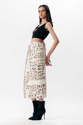 AK-OK Multi Color Satin Printed Wrap Skirt at Aza Fashions AK-OK_Multi Color Satin Printed Wrap Skirt _at_Aza_Fashions