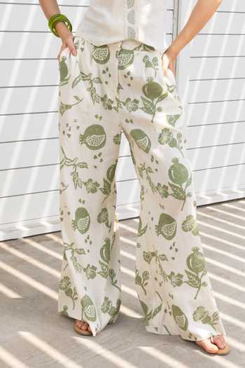 Akashi Clothing_Beige Cotton Collared Neck Gathered Top With Pant _Online_at_Aza_Fashions
