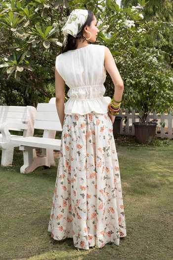Akashi Clothing Tie-Up Top & Printed Skirt Set 