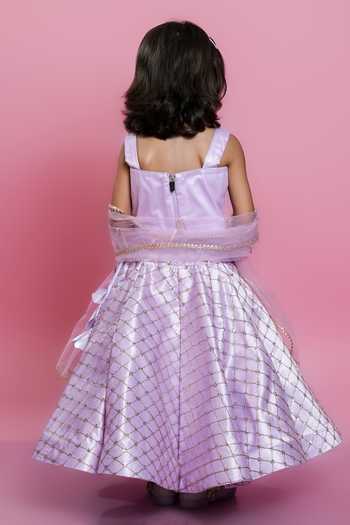 Jingle Bells_Purple Organza Zari Work Blouse Lehenga Set _Online_at_Aza_Fashions