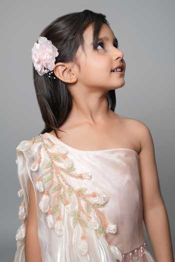 Shop_Jingle Bells_Peach Tissue Hand Embroidered Blouse And Lehenga Set _Online_at_Aza_Fashions