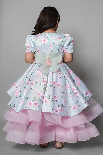 Jingle Bells Floral Print Dress With Detachable Bow 