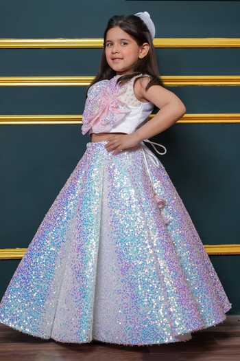 Jingle Bells_Purple Sequin Work Lehenga And Blouse Set _at_Aza_Fashions