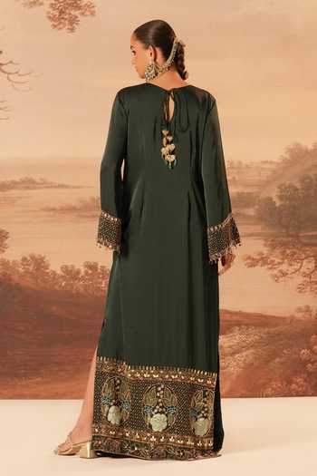 Kiran Kalsi Hand Embroidered Satin Kaftan 