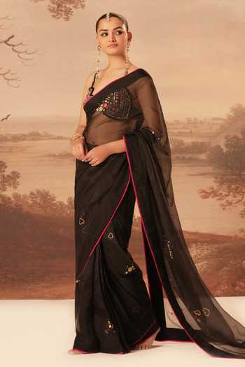 Kiran Kalsi Embroidered Organza Saree & Blouse Set 