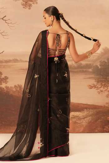 Kiran Kalsi Hand Embroidered Organza Saree & Blouse Set 