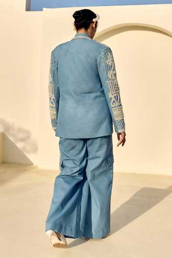 ASHNA VASWANI Pearl Embellished Jacket Pant Set 