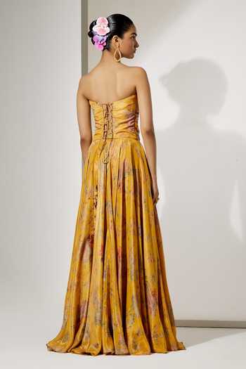 Aum By Asit And Ashima Sunlit Bloom Print Corset & Skirt Set 