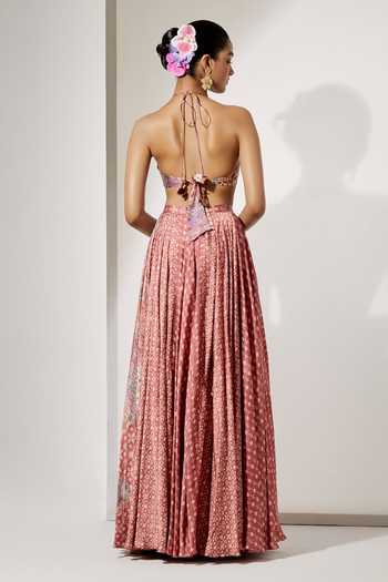 Aum By Asit And Ashima Rosewood Printed Blouse & Skirt Set 
