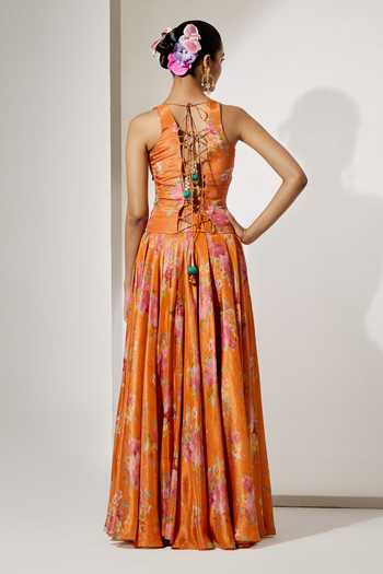 Aum By Asit And Ashima Printed Corset & Skirt Set 