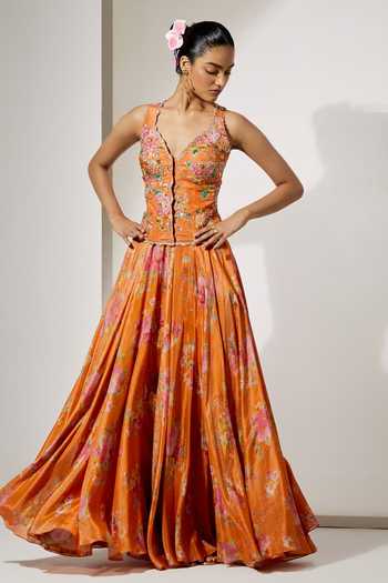 Aum By Asit And Ashima Printed Corset & Skirt Set 