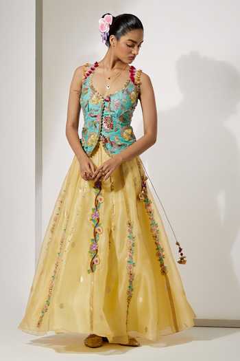 Aum By Asit And Ashima Celeste Embroidered Corset & Skirt Set 