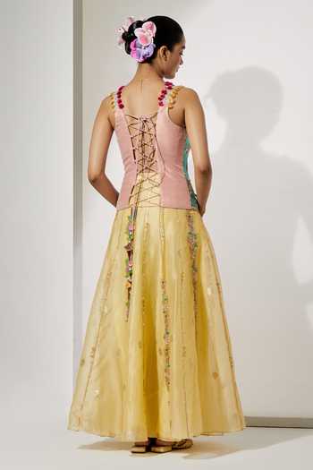 Aum By Asit And Ashima Celeste Embroidered Corset & Skirt Set 