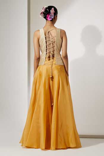Aum By Asit And Ashima Embroidered Corset & Skirt Set 