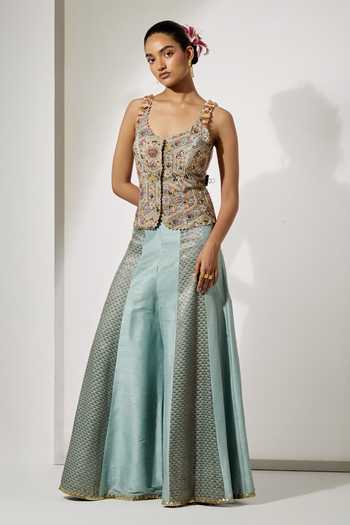 Aum By Asit And Ashima Embroidered Corset & Sharara Set 