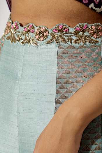 Buy Aum By Asit And Ashima Pink Silk Sequins, Beads, Zari Scoop Neck Embroidered Corset And Sharara Set Buy_Aum By Asit And Ashima_Pink Silk Sequins, Beads, Zari Scoop Neck Embroidered Corset And Sharara Set