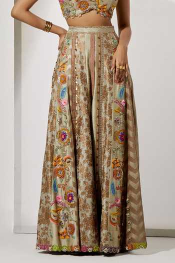 Buy Aum By Asit And Ashima Beige Silk, Brocade V-neck Gold Embroidered Cape Sharara Set Online at Aza Fashions Buy_Aum By Asit And Ashima_Beige Silk, Brocade V-neck Gold Embroidered Cape Sharara Set _Online_at_Aza_Fashions