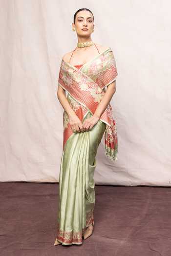 Ekaya Banaras Handwoven Silk Banarasi Saree With Running Blouse 