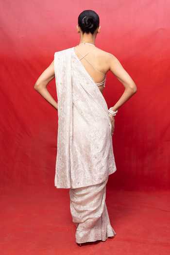 Ekaya Banaras Handwoven Embossed Saree With Running Blouse 