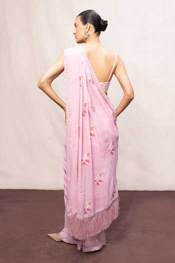Ekaya Banaras Handwoven Pink Banarasi Saree With Running Blouse 