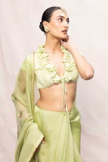 Buy Ekaya Banaras Green Handwoven Saree With Running Blouse Online at Aza Fashions Buy_Ekaya Banaras_Green Handwoven Saree With Running Blouse _Online_at_Aza_Fashions
