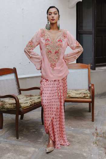 Aditi Gupta Bandhani Print Kurta & Draped Skirt Set