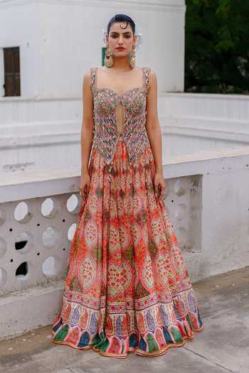 Aditi Gupta Thread Work Corset & Skirt Set