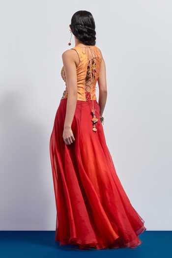 Aum By Asit And Ashima Embroidered Corset With Skirt 