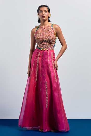 Aum By Asit And Ashima Embroidered Corset With Skirt 