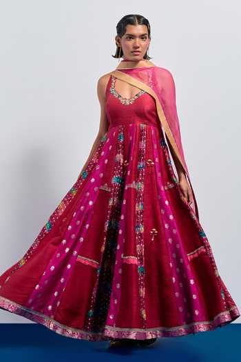 Aum By Asit And Ashima Embroidered Anarkali With Dupatta 