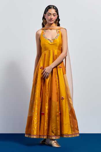 Aum By Asit And Ashima Resham Embroidered Anarkali With Dupatta 
