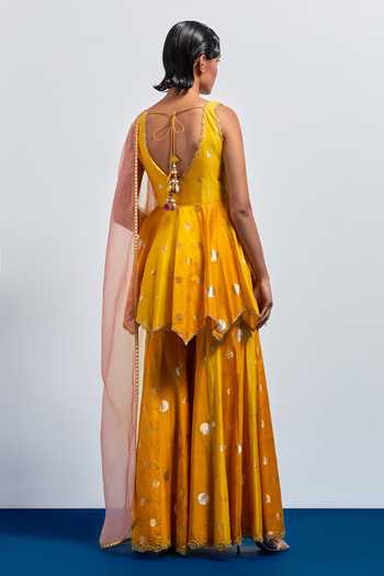 Aum By Asit And Ashima Printed Peplum Top Sharara Set 