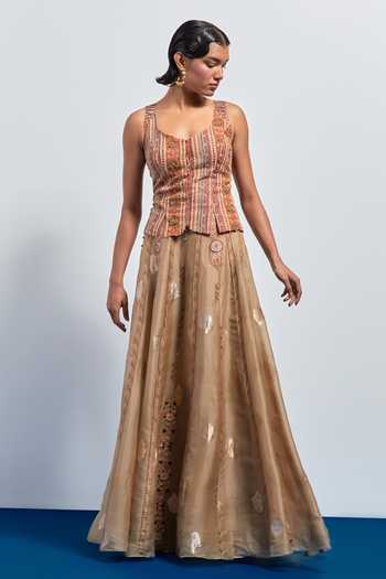 Aum By Asit And Ashima Embroidered Skirt & Corset Set 